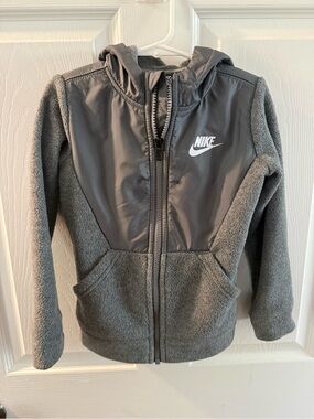 Nike Gray Hooded Zip Jacket with White Swoosh